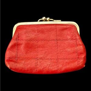 Vintage Genuine Leather Kisslock Purse Made In Italy